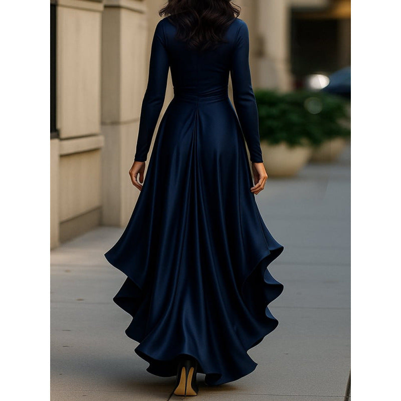 Charlotte - Elegant Women's Maxi Dress with Wrap Front and Ruffle Hem