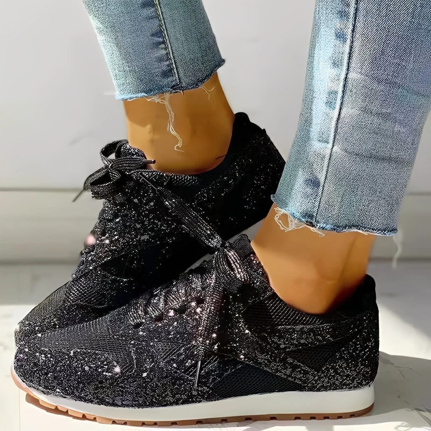Florence - Glam Women's Trainers with All-Over Glitter Upper and Cushioned Sole