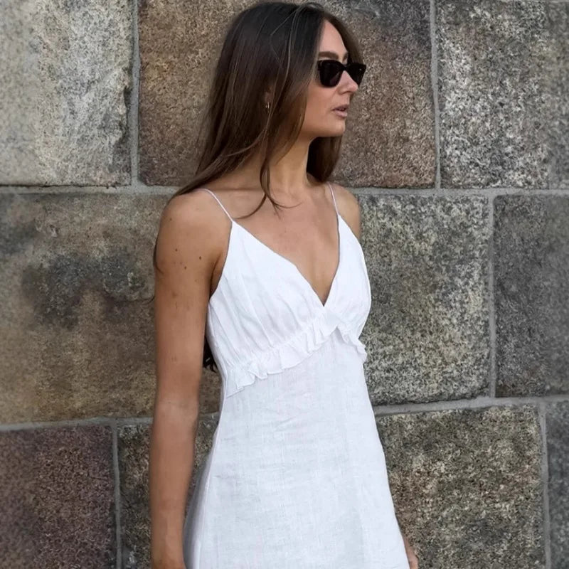 Florence - Boho Women's Summer Maxi Dress with V-Neck and Thin Straps