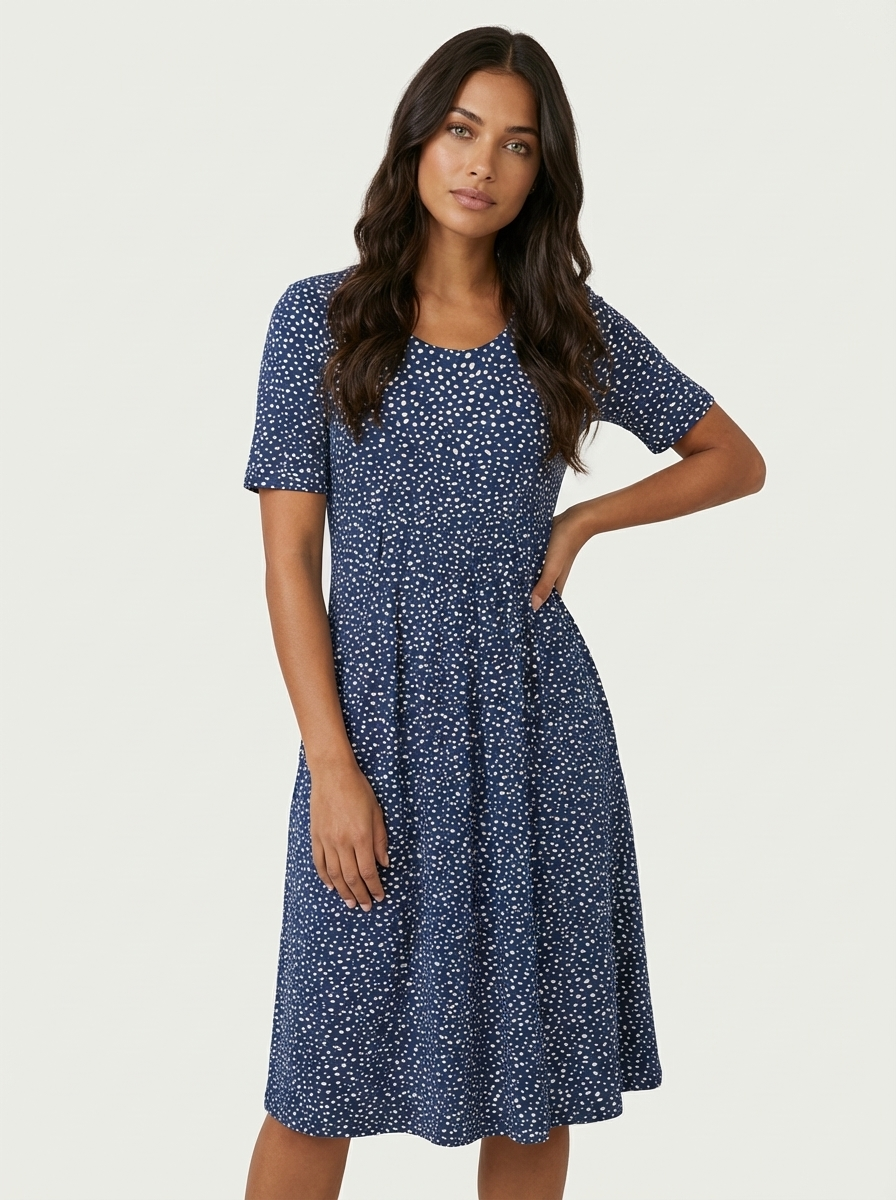 Lily - Casual Women's Mini Summer Dress with Round Neckline and Pockets