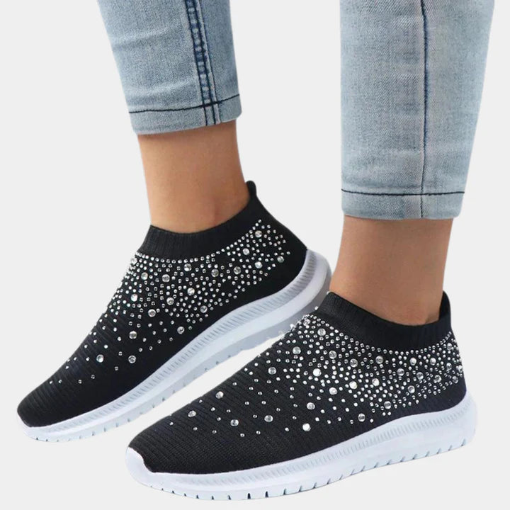 Maisie - Casual Women's Orthopedic Trainers with Crystal Embellished Slip-On Design