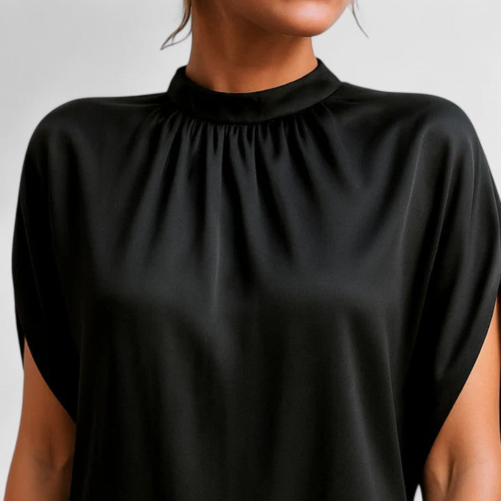 Martha - Formal Women's Wedding Guest Dress with Draped Sleeves and Asymmetric Hem