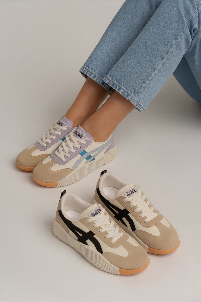 Millie - Casual Women's Trainers with Retro Stripe Panel and Chunky Ridged Sole