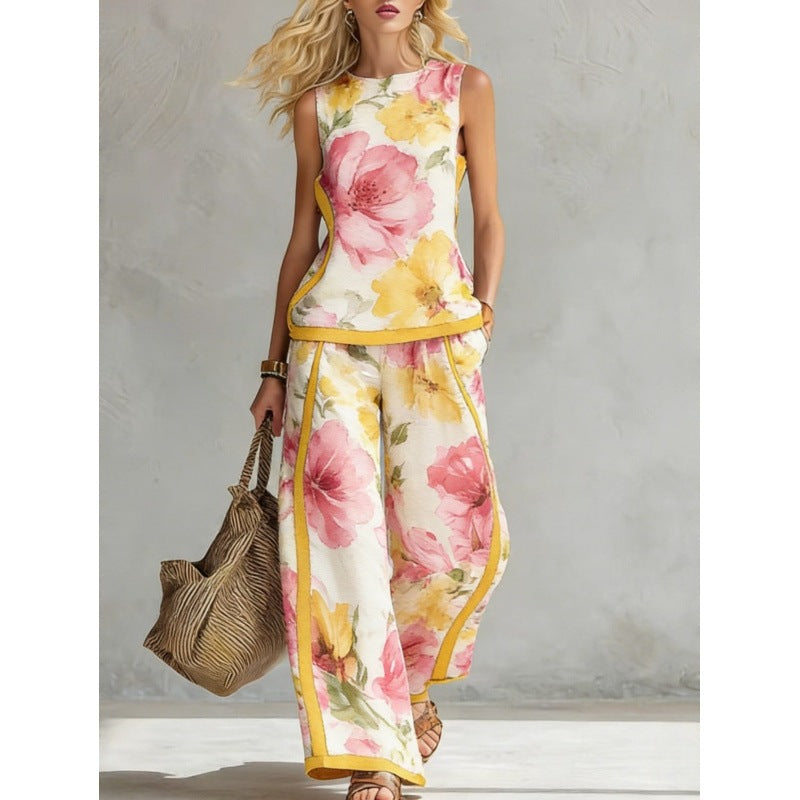 Sophie - Boho Women's Linen Co-ord Set with Wide Leg Trousers