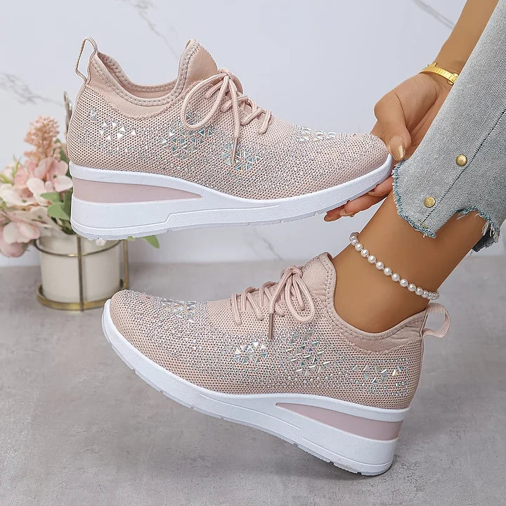 Vera - Glam Women's Orthopedic Trainers with Rhinestone Detail and Cushioned Sole