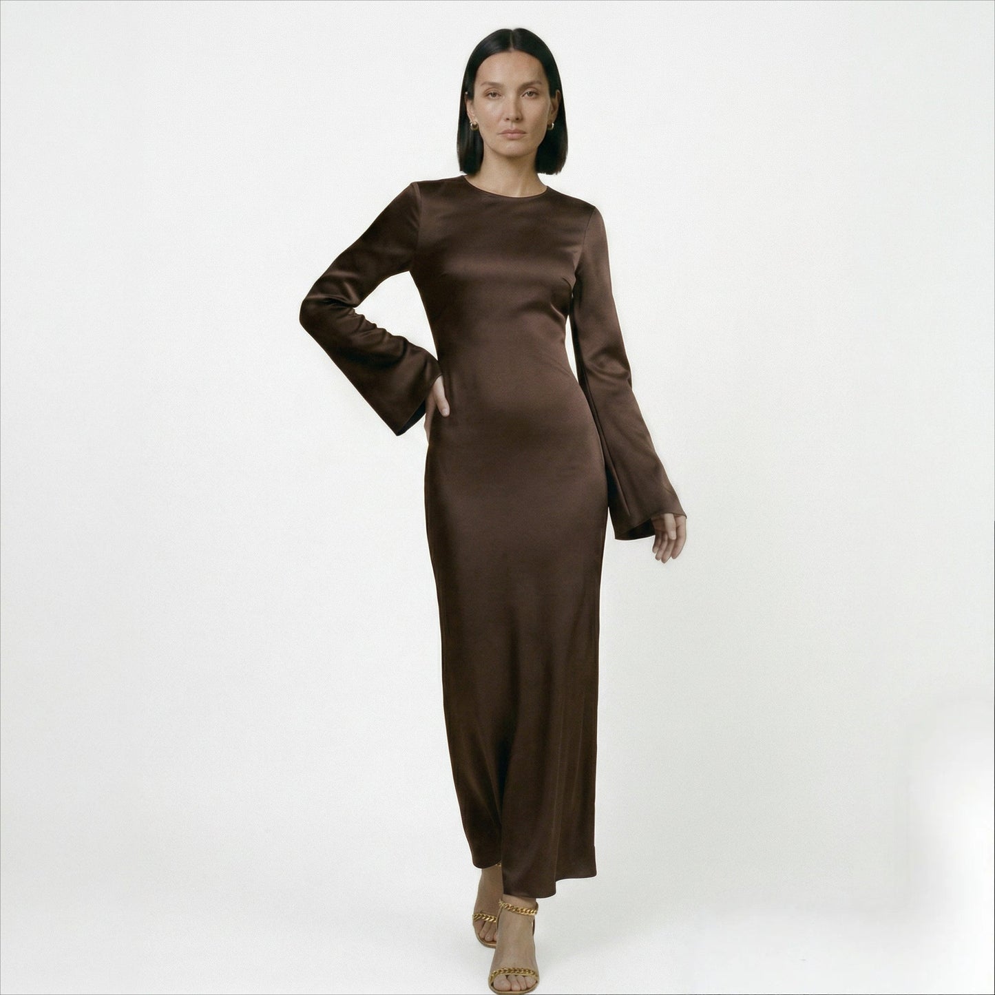 Alice - Formal Women's Wedding Guest Dress with Bell Cuffs and Fitted Silhouette