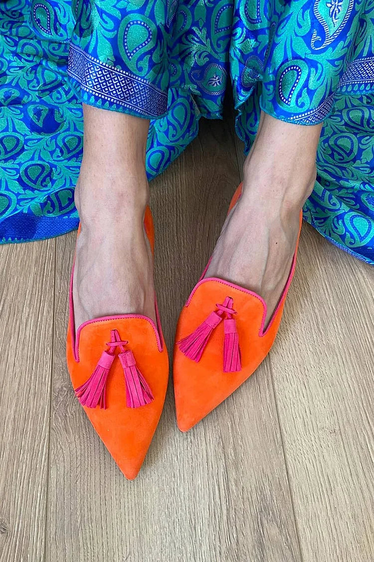 Beatrice - Preppy Women's Comfort Loafers with Pointed Toe and Tassel Detail