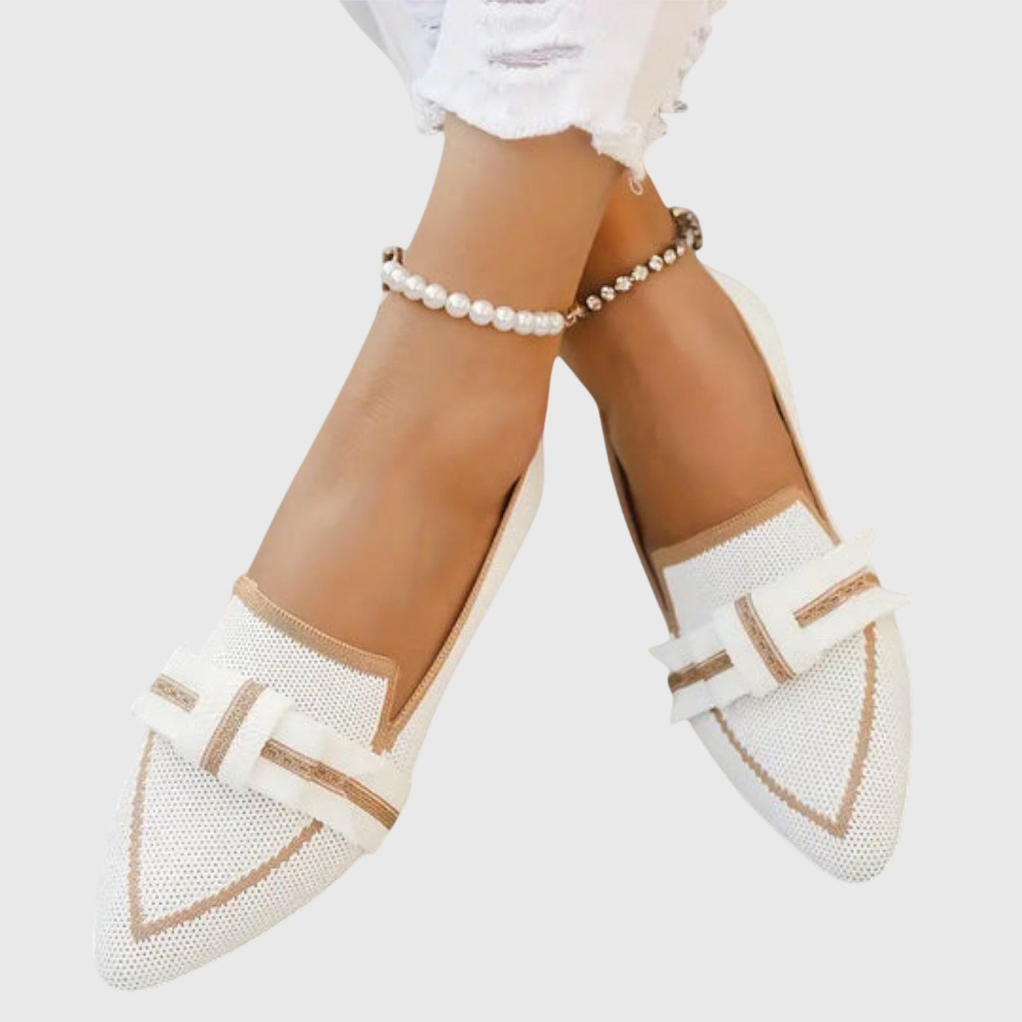 Beatrix - Chic Women's Comfort Loafers with Pointed Toe and Bow Buckle Detail