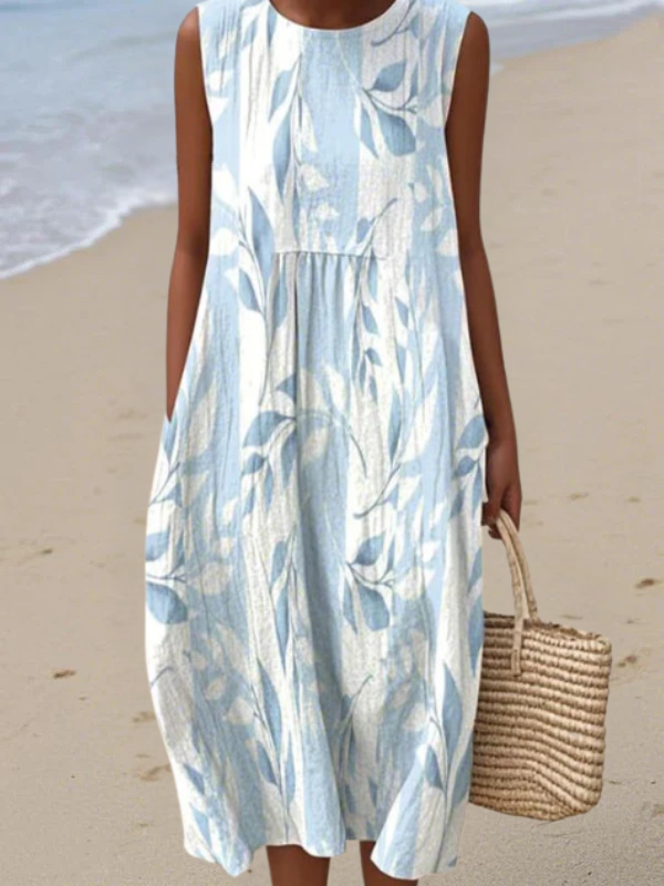 Cecilia - Casual Women's Summer Dress with Round Neckline and Relaxed Fit