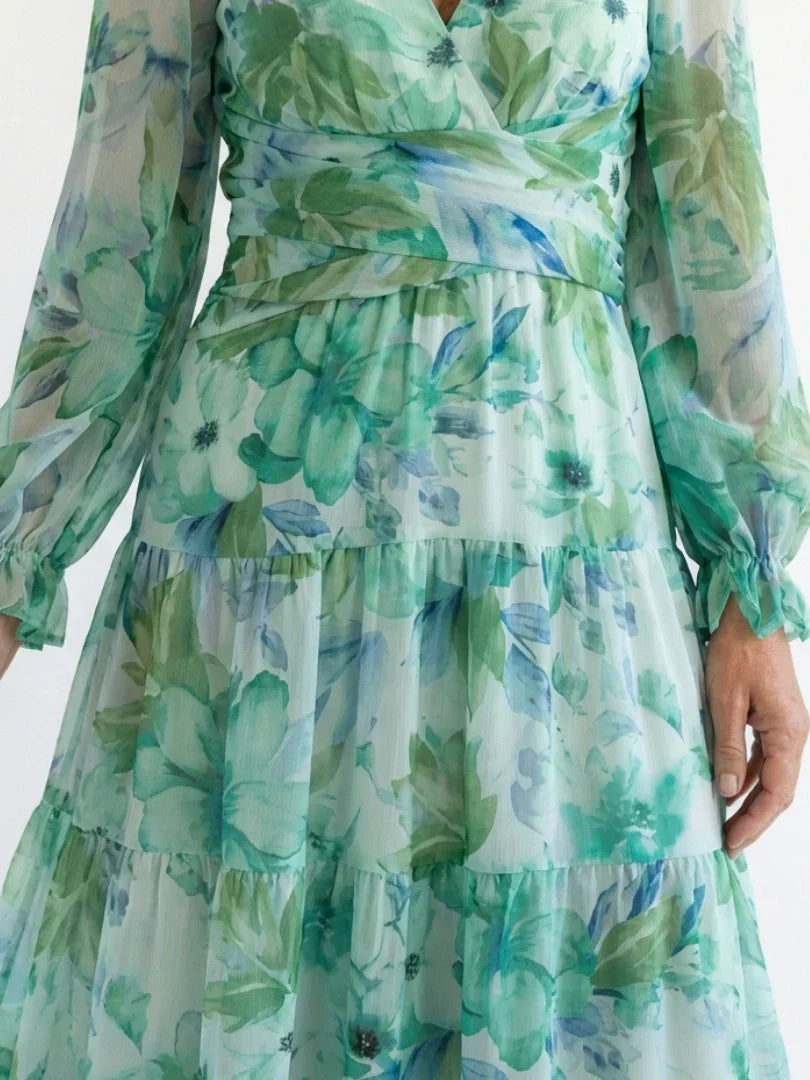 Charlotte - Boho Women's Summer Maxi Dress with V-Neck and Floral Print