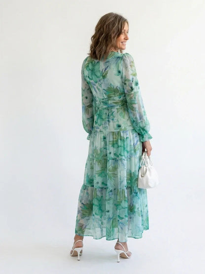 Charlotte - Boho Women's Summer Maxi Dress with V-Neck and Floral Print