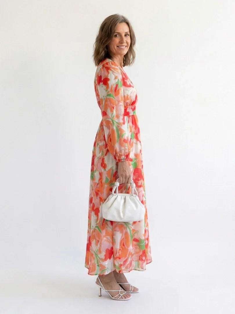 Charlotte - Boho Women's Summer Maxi Dress with V-Neck and Floral Print