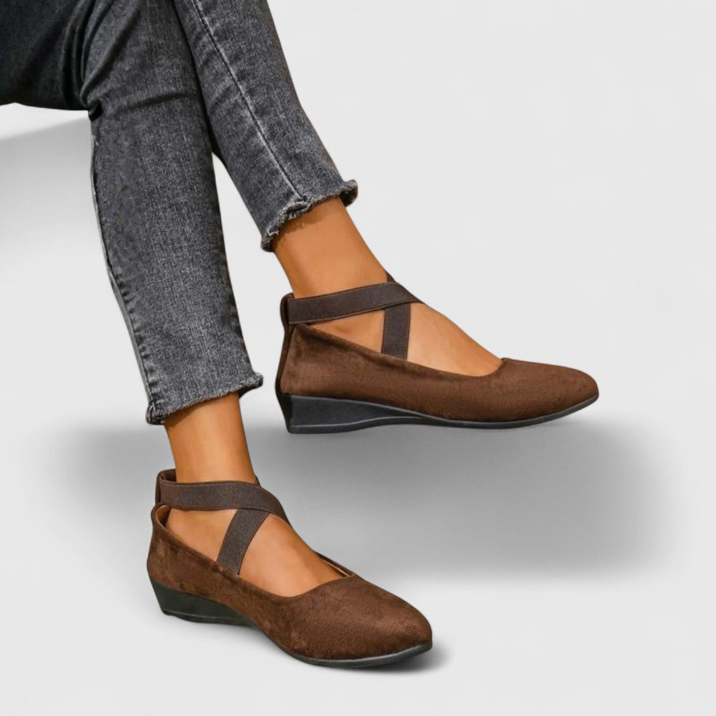 Charlotte - Elegant Women's Orthopedic Ballet Flats with Crisscross Ankle Strap