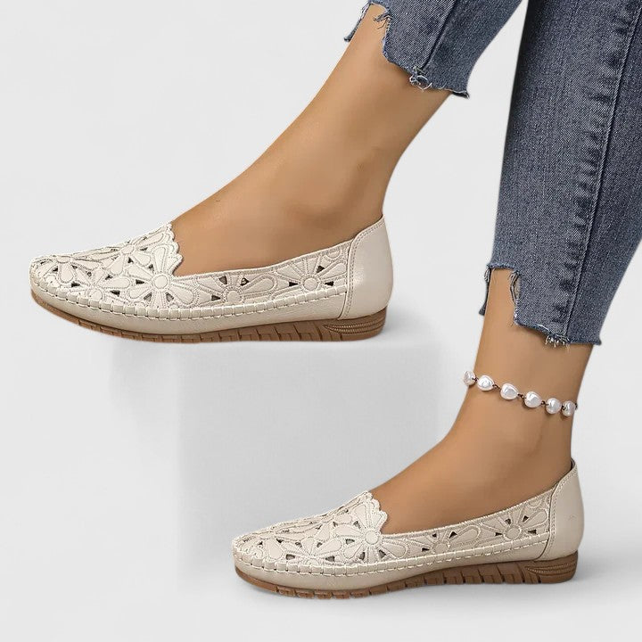 Charlotte - Flowy Comfort Sandals for Women with Floral Cutout Design