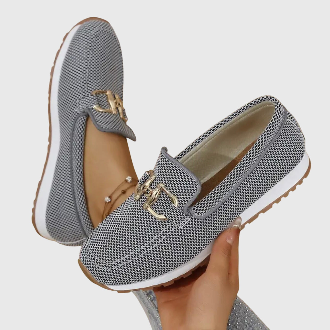Charlotte - Smart Women's Comfort Loafers with Gold Buckle and Platform Sole
