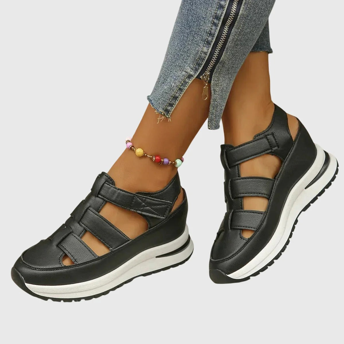 Chloe - Trendy Women's Orthopedic Platform Sandals with Gladiator Cut-Out and Hook and Loop Fastening
