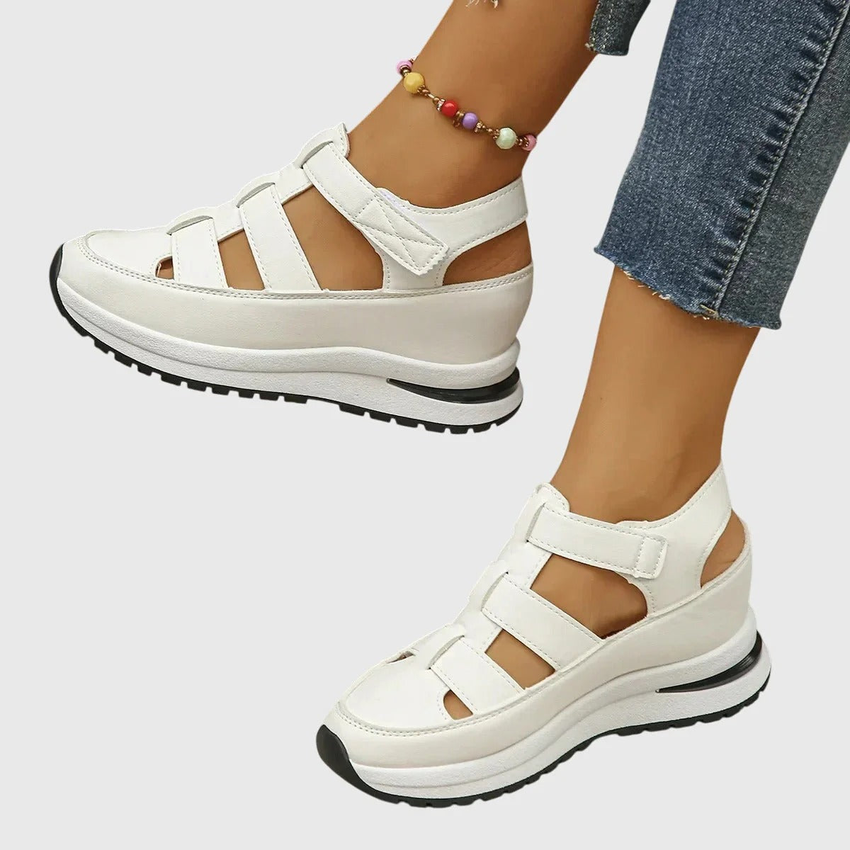 Chloe - Trendy Women's Orthopedic Platform Sandals with Gladiator Cut-Out and Hook and Loop Fastening