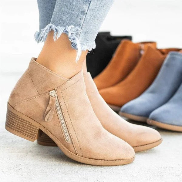 Chloe - Chic Comfort Heels for Women with Zip-Up Ankle Design