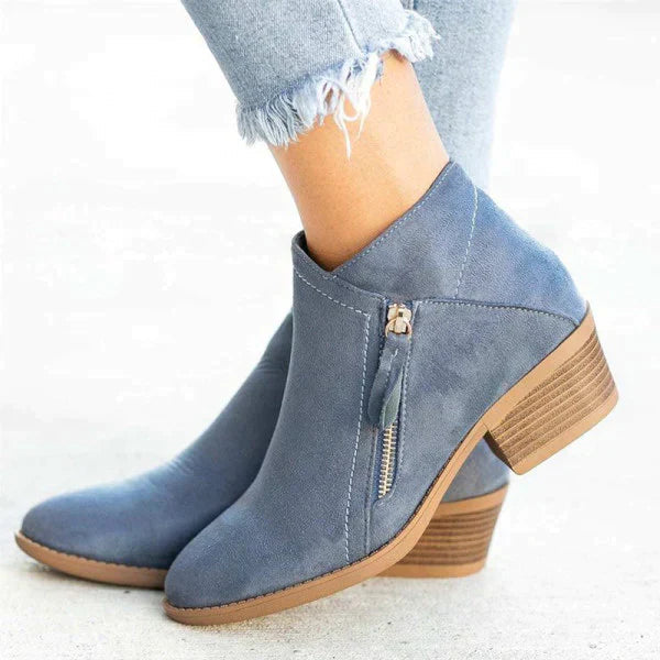 Chloe - Chic Comfort Heels for Women with Zip-Up Ankle Design