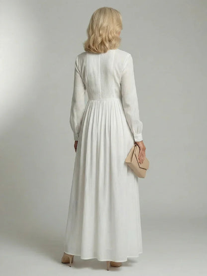 Chloe - Elegant Women's Wedding Guest Maxi Dress with Collar and Pleated Bodice