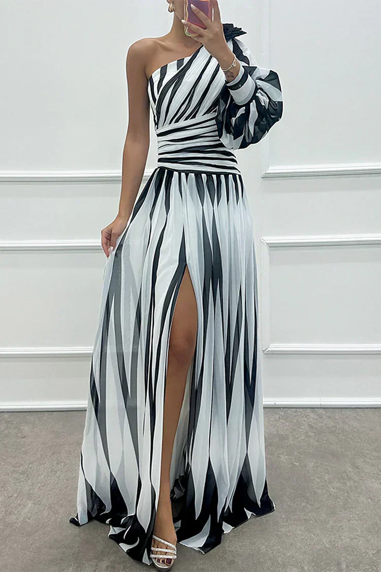 Chloe - Glamorous Women's Wedding Guest Maxi Dress with One Shoulder and Front Split
