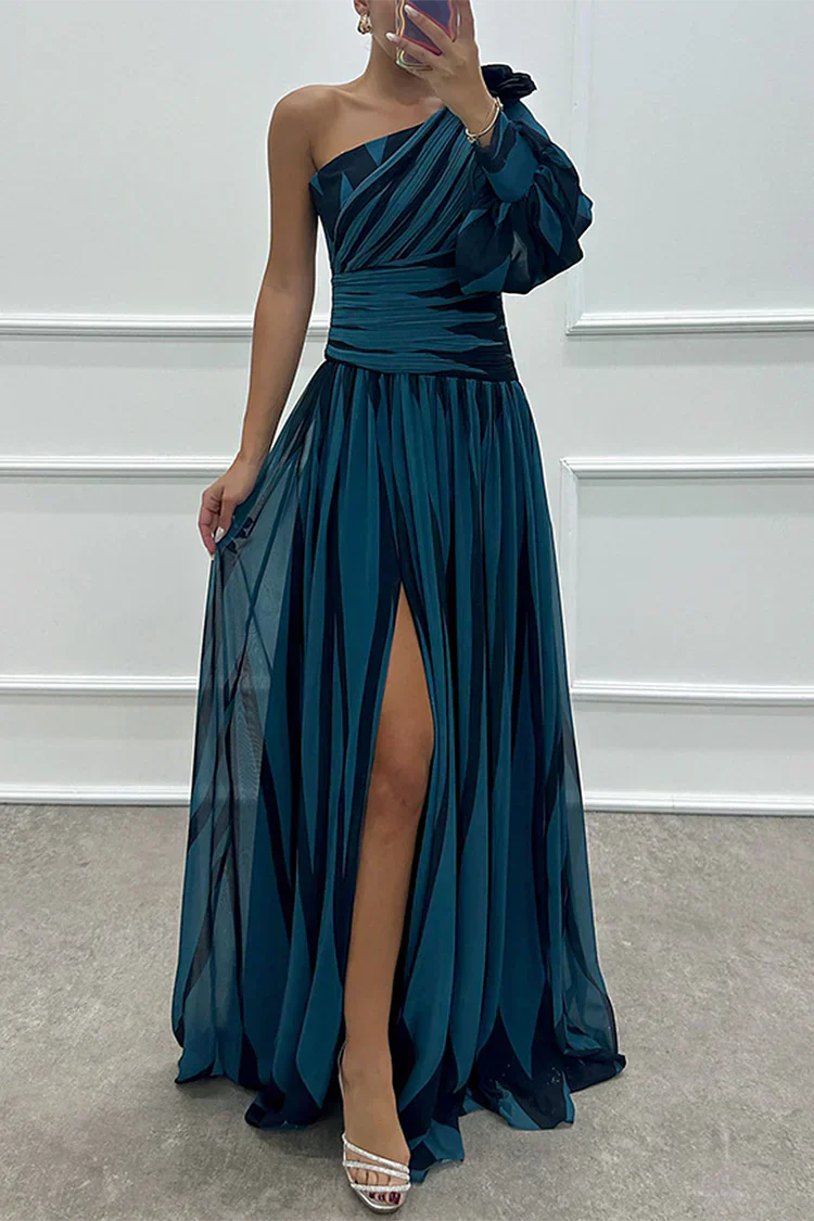 Chloe - Glamorous Women's Wedding Guest Maxi Dress with One Shoulder and Front Split