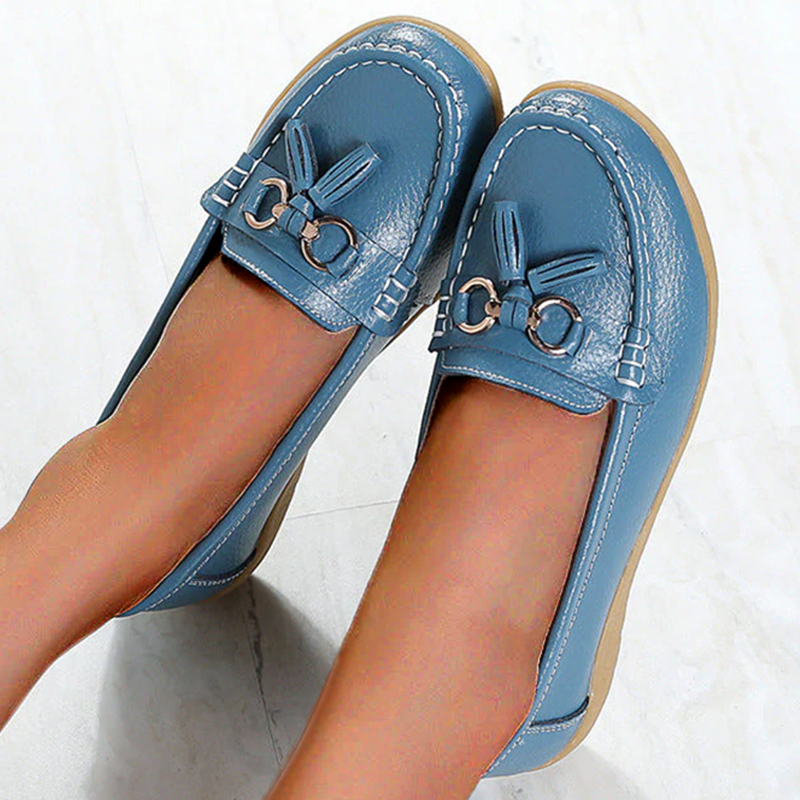 Constance - Preppy Women's Orthopedic Loafers with Tassel Detail and Wedge Sole
