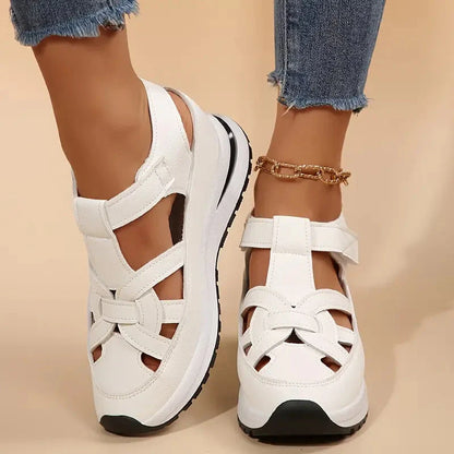 Daisy - Casual Women's Orthopedic Platform Sandals with Cut-Out Upper and Hook and Loop Fastening
