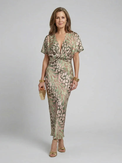 Daisy - Elegant Women's Wedding Guest Maxi Dress with V-Neck and Twist Detail