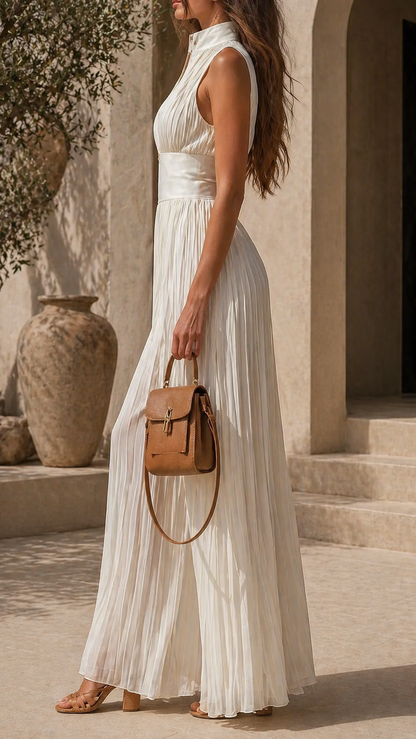 Eleanor - Glam Women's Linen Jumpsuit with Corset Waist and Wide Legs