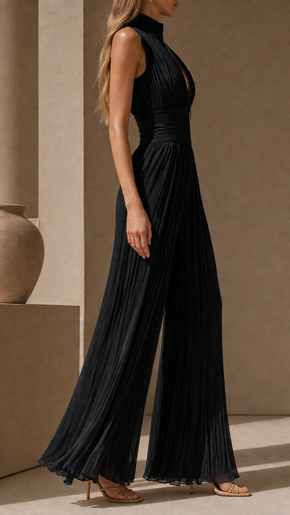 Eleanor - Glam Women's Linen Jumpsuit with Corset Waist and Wide Legs
