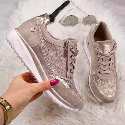 Eliza - Chic Women's Orthopedic Trainers with Rhinestone Detail and Wedge Sole
