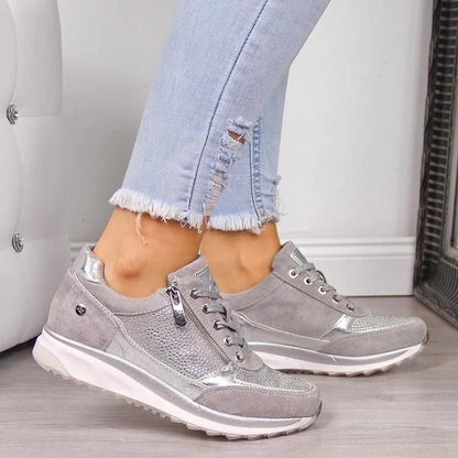 Eliza - Chic Women's Orthopedic Trainers with Rhinestone Detail and Wedge Sole