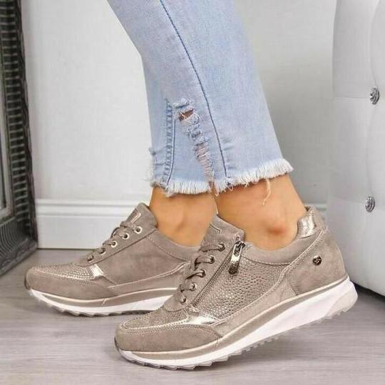 Eliza - Chic Women's Orthopedic Trainers with Rhinestone Detail and Wedge Sole