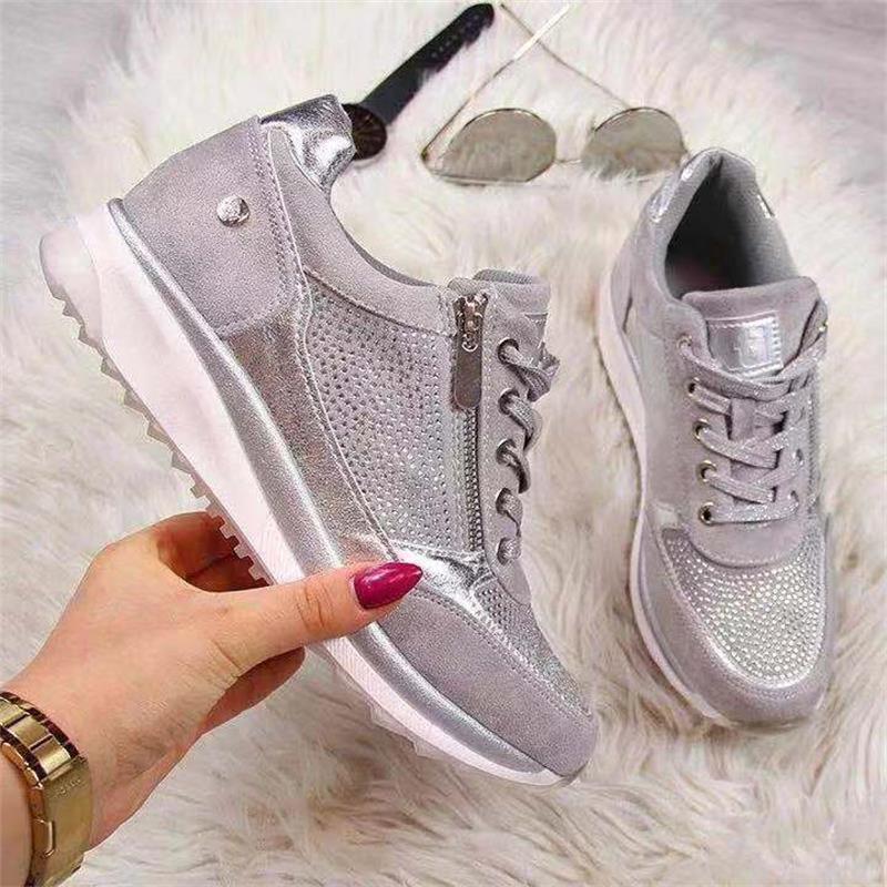 Eliza - Chic Women's Orthopedic Trainers with Rhinestone Detail and Wedge Sole