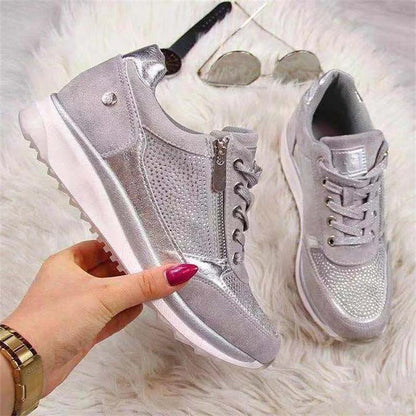 Eliza - Chic Women's Orthopedic Trainers with Rhinestone Detail and Wedge Sole