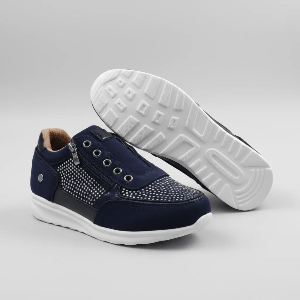 Ella - Glam Women's Comfort Trainers with Embellished Detail and Side Zip