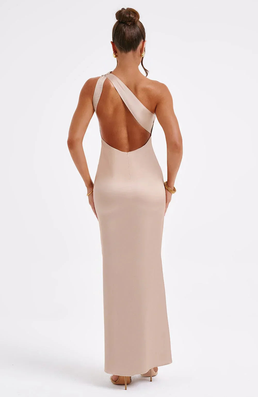 Ella - Elegant Women's Wedding Guest Maxi Dress with One Shoulder and Ruched Detail