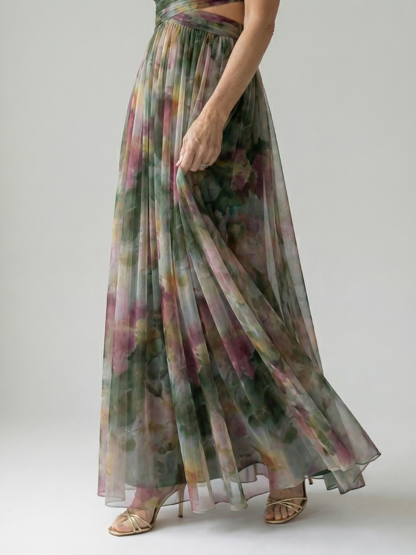 Emily - Boho Women's Maxi Dress with V-Neckline and Wrap Bodice