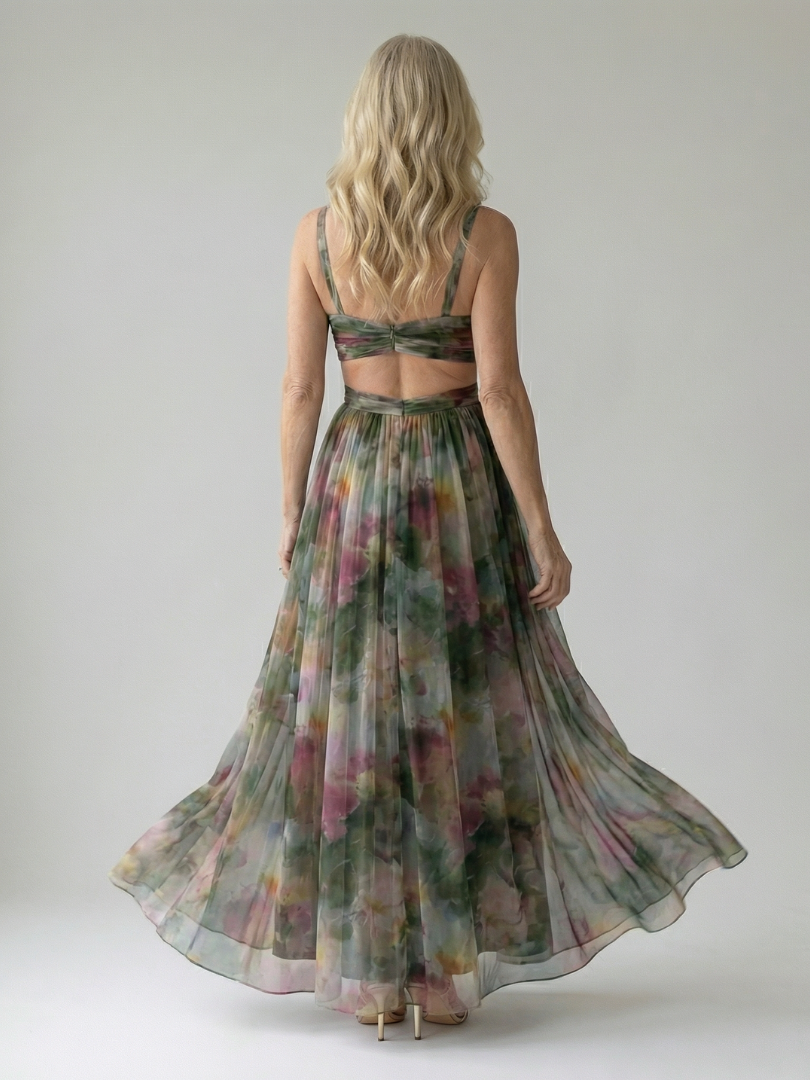 Emily - Boho Women's Maxi Dress with V-Neckline and Wrap Bodice