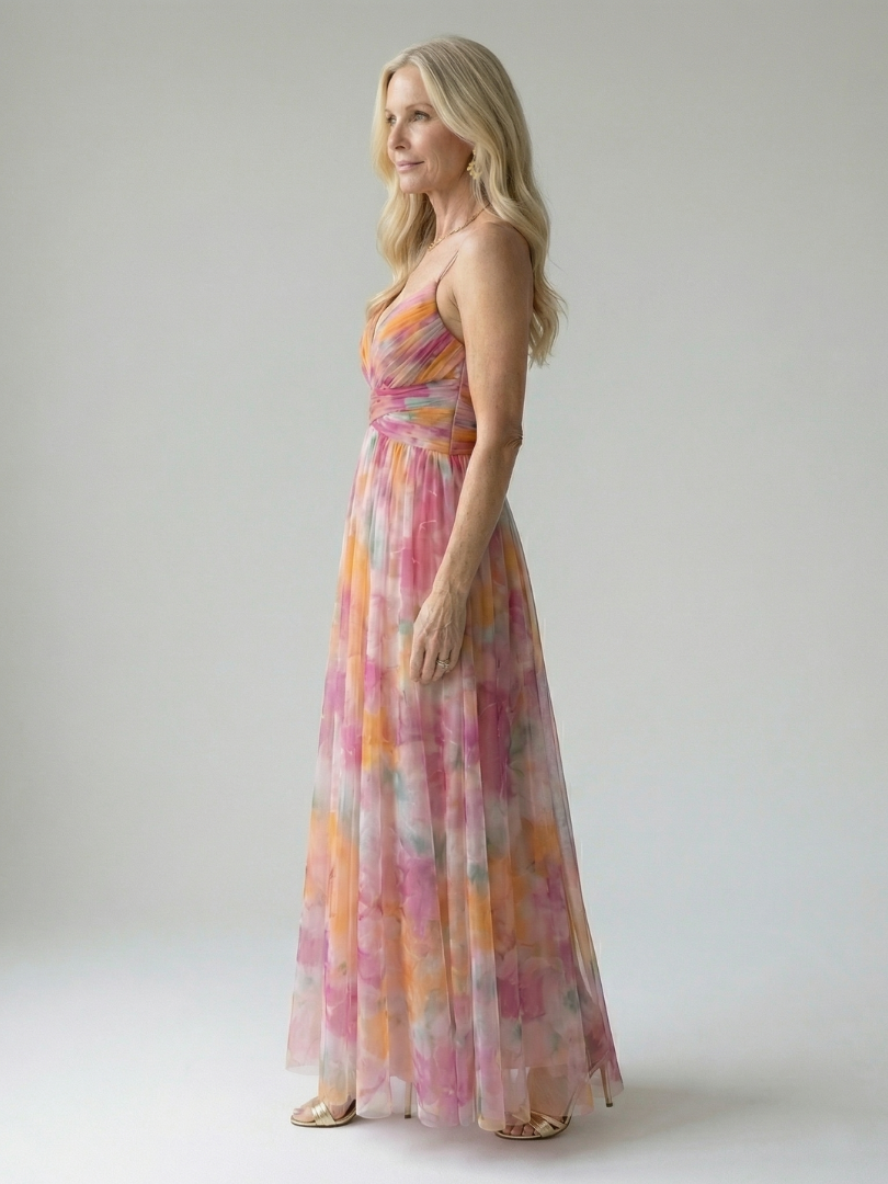 Emily - Boho Women's Maxi Dress with V-Neckline and Wrap Bodice