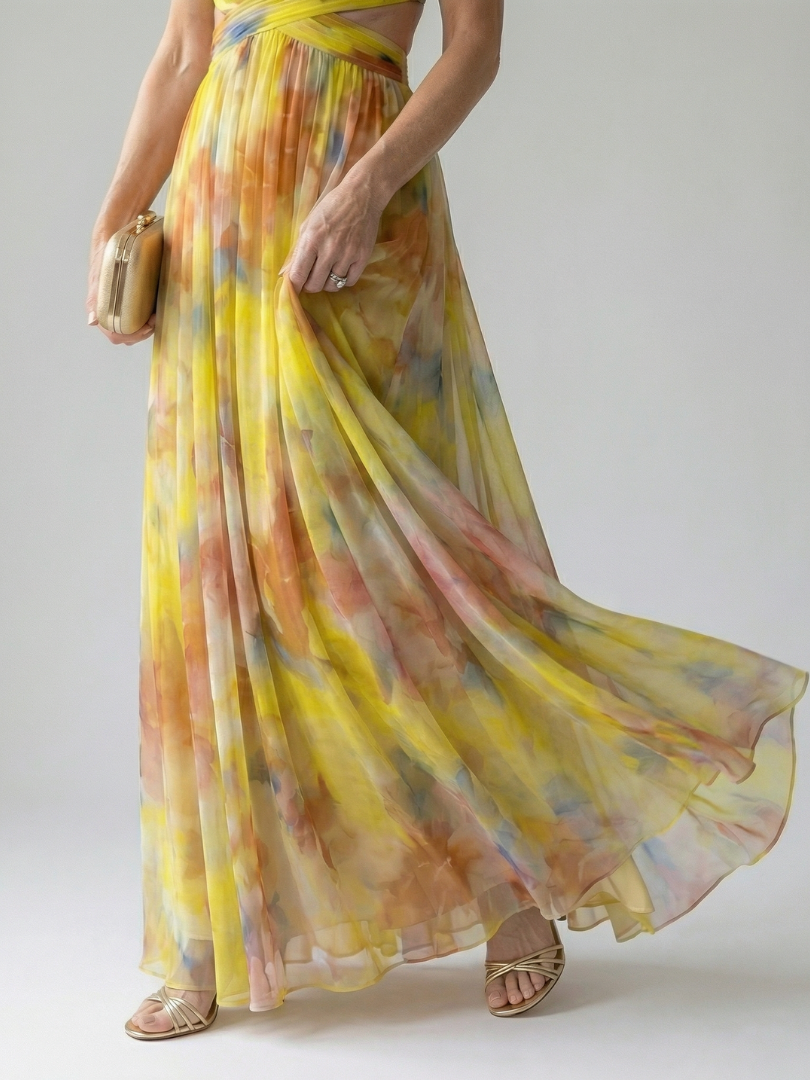 Emily - Boho Women's Maxi Dress with V-Neckline and Wrap Bodice