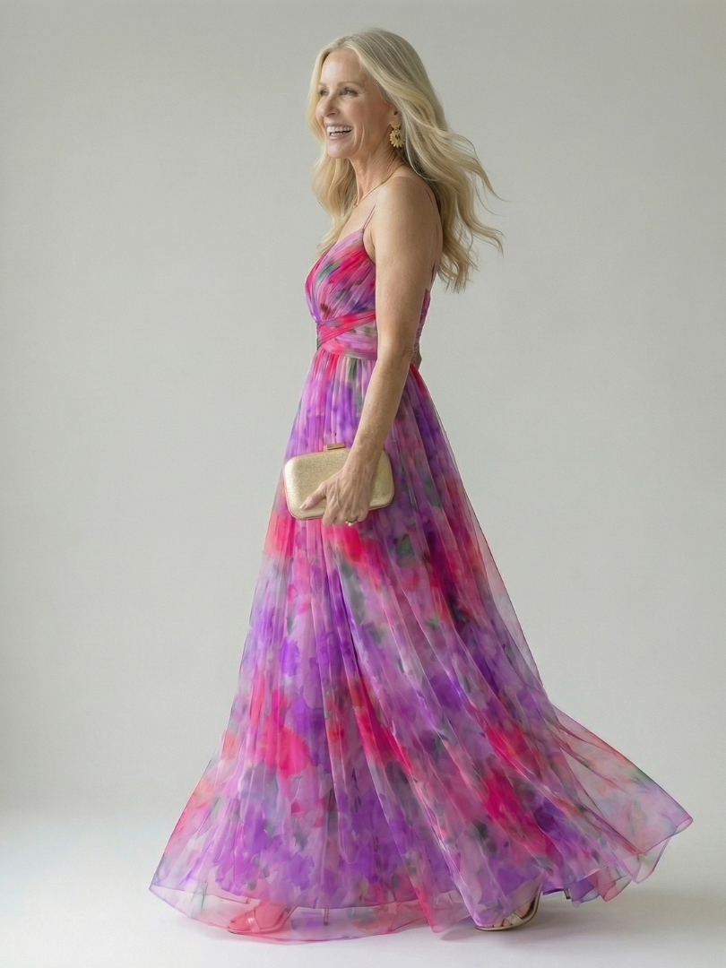 Emily - Boho Women's Maxi Dress with V-Neckline and Wrap Bodice