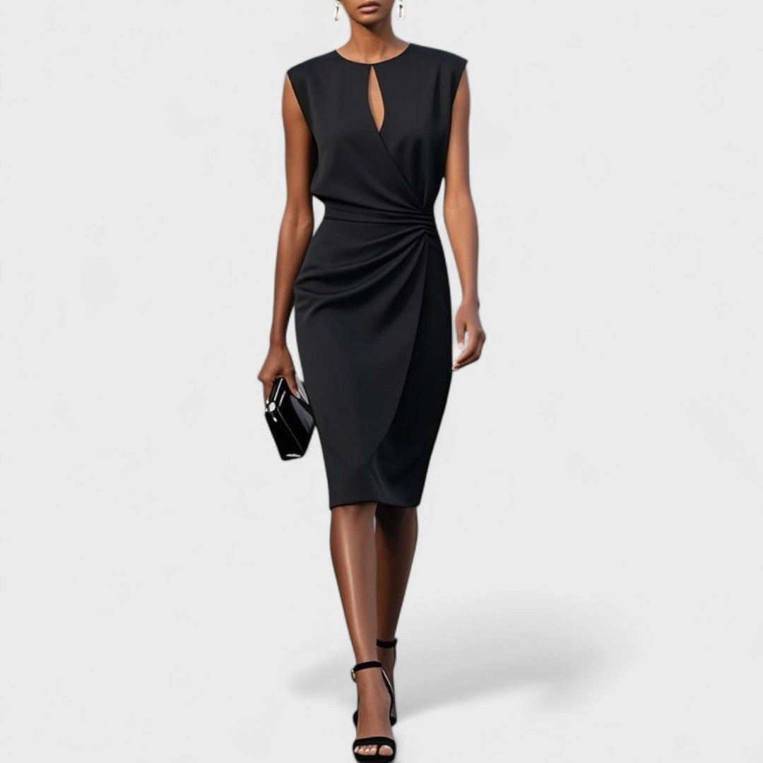 Emily - Elegant Women's Wedding Guest Dress with Keyhole Neckline and Ruched Waist