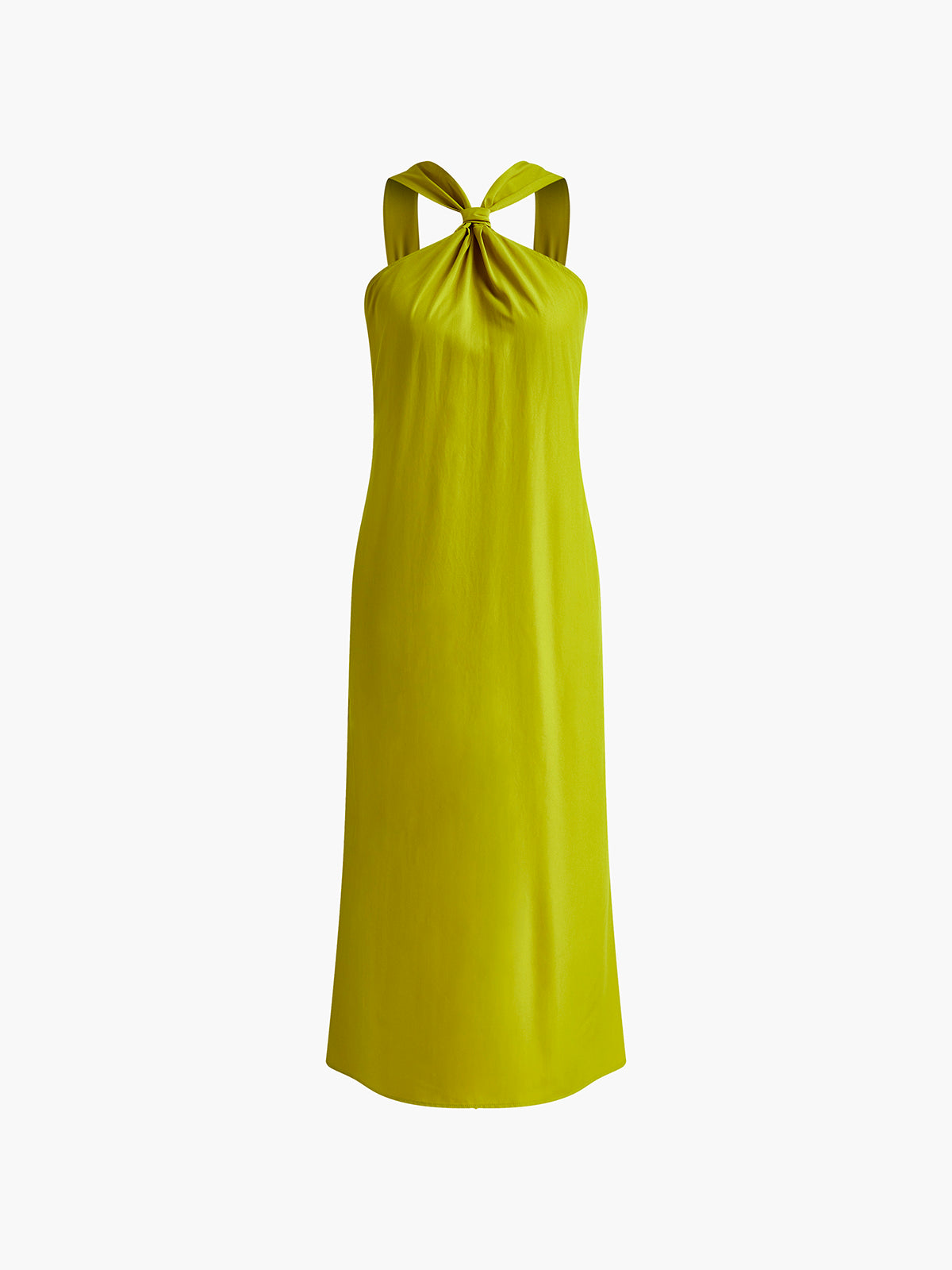 Fiona - Casual Women's Maxi Dress with Twist Halter Neck and Asymmetric Hem