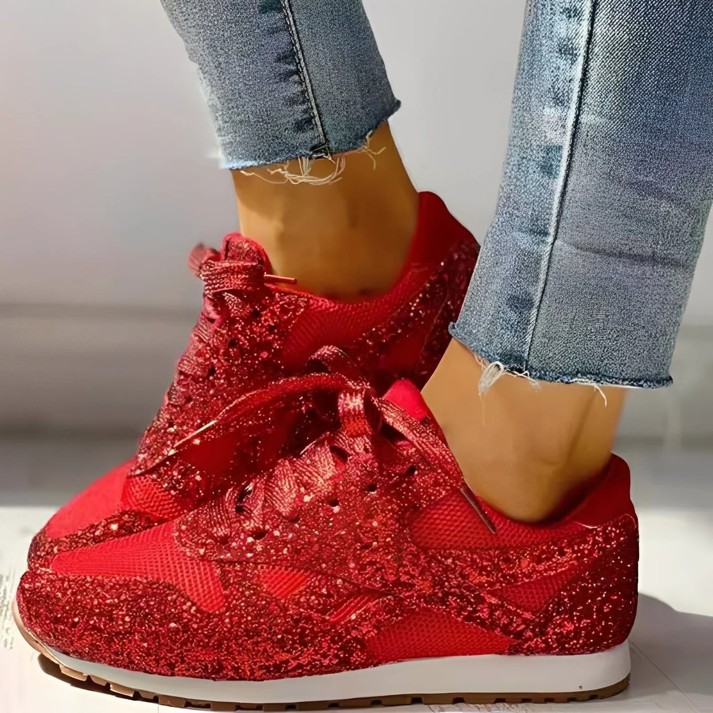 Florence - Glam Women's Trainers with All-Over Glitter Upper and Cushioned Sole
