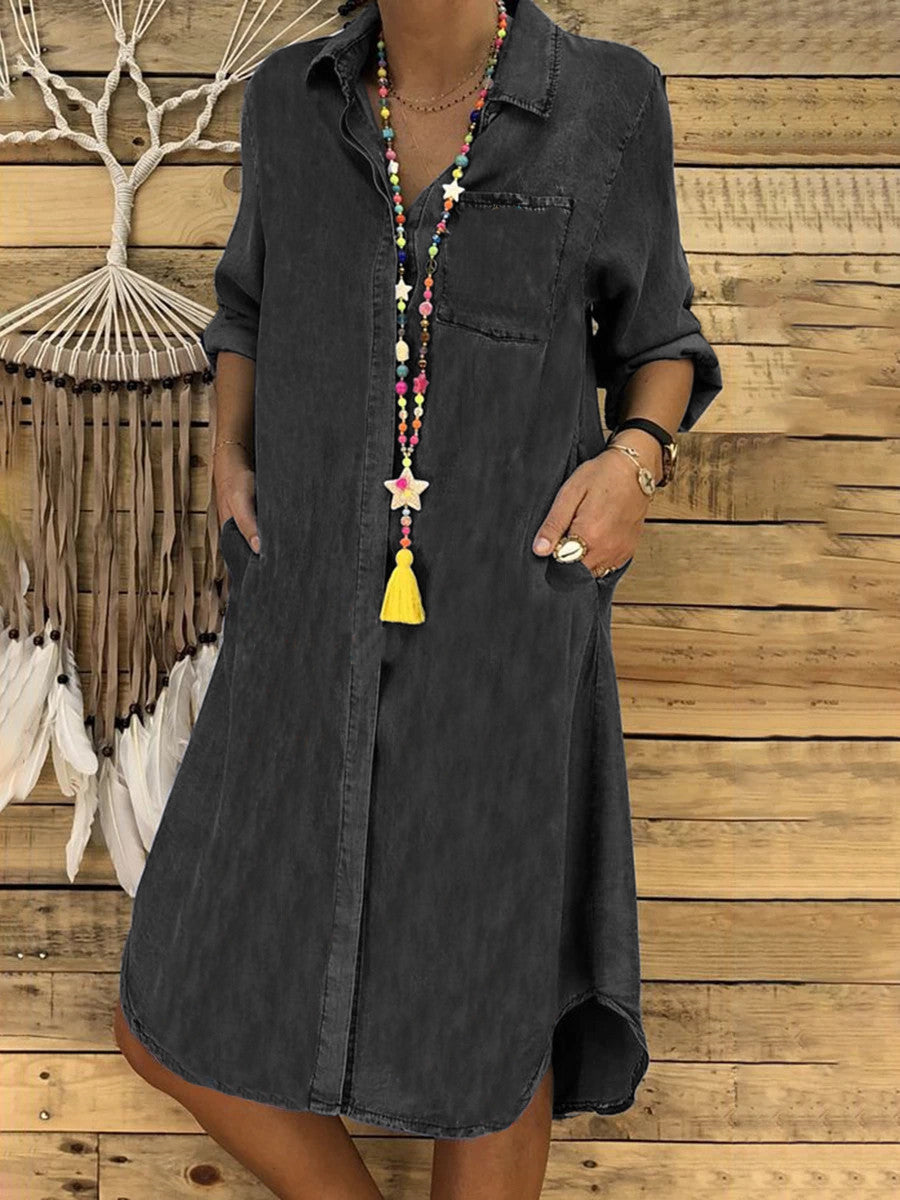 Florence - Casual Women's Summer Shirt Dress with Collar and Button Front