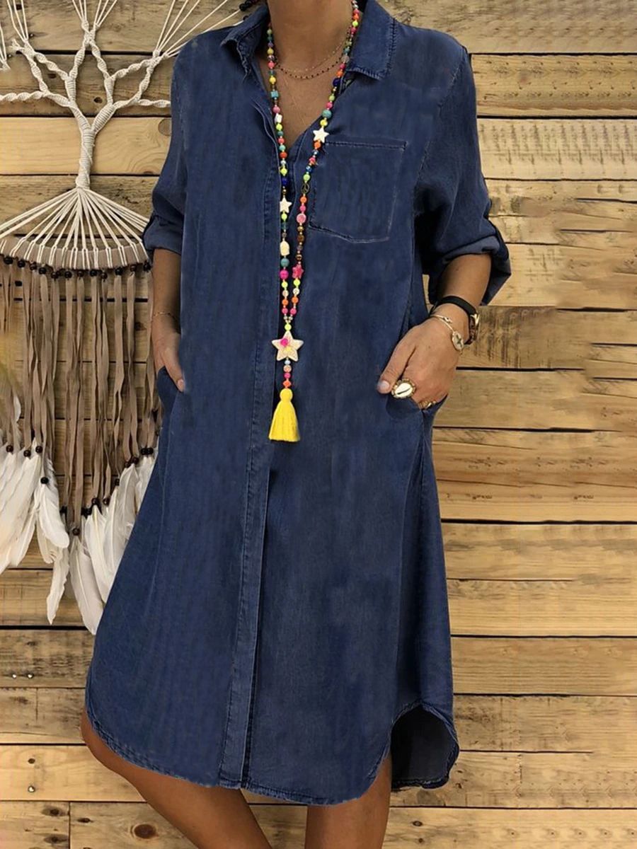 Florence - Casual Women's Summer Shirt Dress with Collar and Button Front