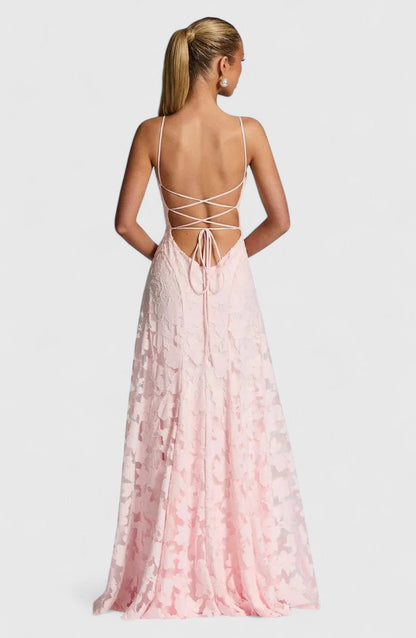 Florence - Elegant Women's Prom Maxi Dress with Square Neck and Lace Detail