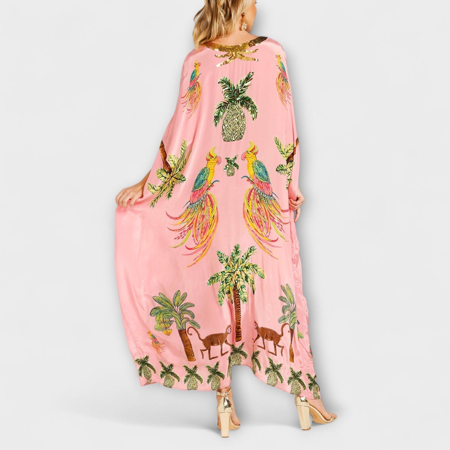 Freya - Casual Women's Maxi Dress with V-Neck and Flowy Kaftan Silhouette